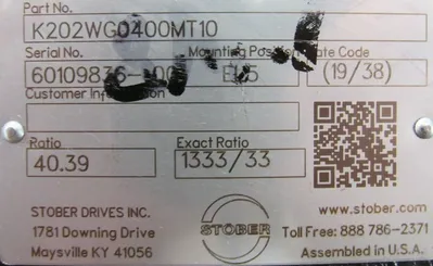 NEW STOBER K202WG0400MT10 SPEED REDUCER 40.39:1