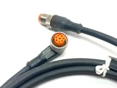 USED LUMBERG AUTOMATION DOUBLE ENDED RIGHT ANGLE CORDSET 8-PIN M TO F