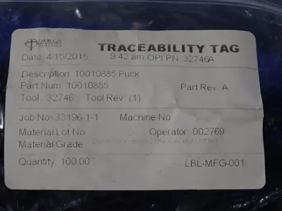 USED OMEGA PLASTICS LBLMGG001