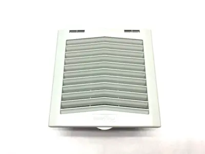 USED HOFFMAN NVENT SIDE MOUNT COOLING FILTER FAN LIGHT GRAY 24V 70CFM