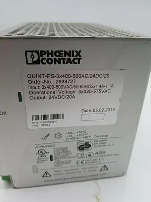 PHOENIX CONTACT QUINT POWER SUPPLY QUINT-PS-3x400-500AC/24DC/20