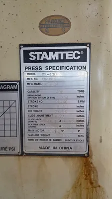 1999 STAMTEC 440 TON SSDC PRESS Straight Side, Double Crank (Single Action) Presses | Timco, Inc. (10)