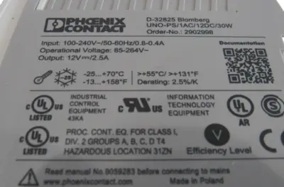 NEW PHOENIX CONTACT UNO-PS/1AC/12DC/ 30W POWER SUPPLY 2902998 UNOPS1AC12DC30W
