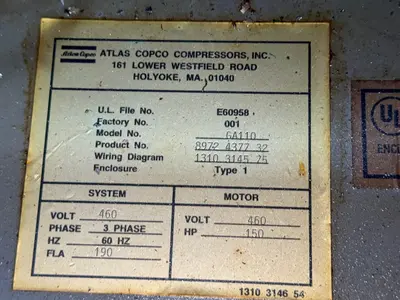USED 1997 ATLAS COPCO GA 110