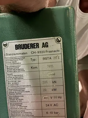 USED BRUDERER BSTA 20E