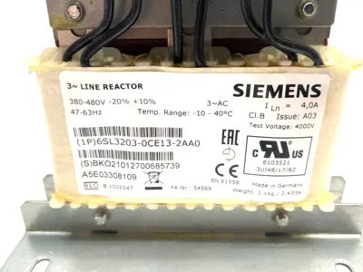 USED SIEMENS SINAMICS LINE REACTOR 3~ 380-480V