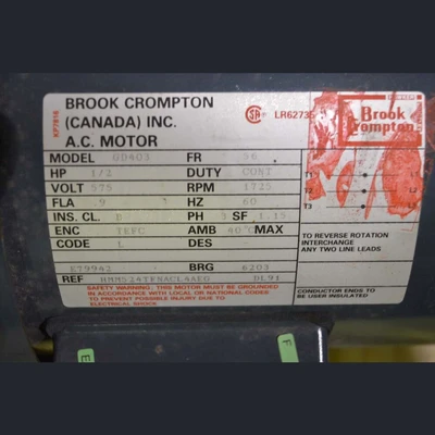 Brook Crompton 1 HP Motor