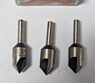 Schrillo 5/8" High Speed Steel Countersink 90 Degree 1/4 #1120 USA Lot of 3