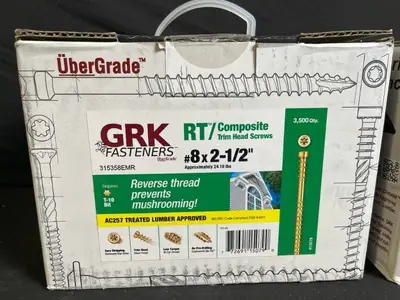 GRK RT Composite Trim Head Screws 8x2-1/2 in - 3,500 Qty per Box (2 Boxes)