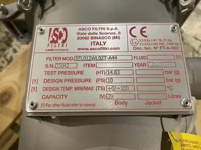 USED ASCO FILTRI SINGLE BAG FILTER HOUSING