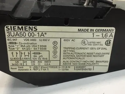 Used SIEMENS 3UA5000-1A Relays & Switches Michigan US | Ideal Machinery #591108