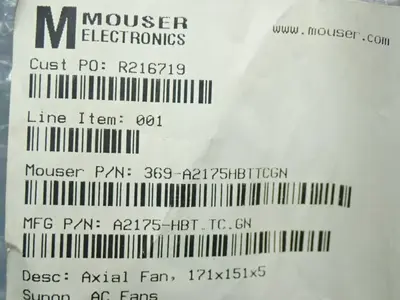 New | in-Stock MOUSER ELECTRIC 369A2175HBTTCGN Electronic Component Fans Ohio US | HGR 24 #1095276