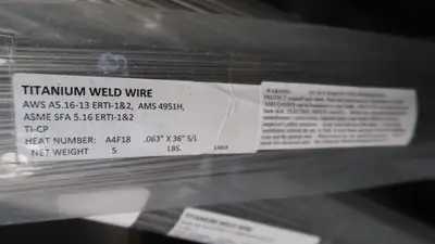 Titanium Welding Rods- Grade 1/2 (ERTi-1/ERTi-2), .63" x 36", 10 lb Pack