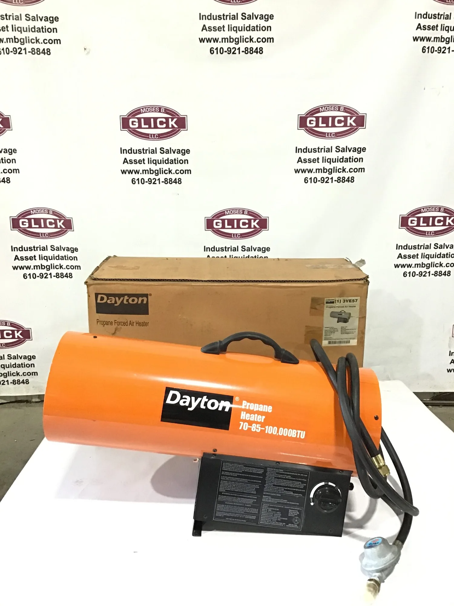 Dayton 3VE57 Propane Forced Air Heater 70K-100K BTU 0.8A 35CFM