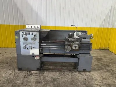 14" X 40" SUMMIT MODEL #14 ENGINE LATHE. 2" HOLE: STOCK #23258