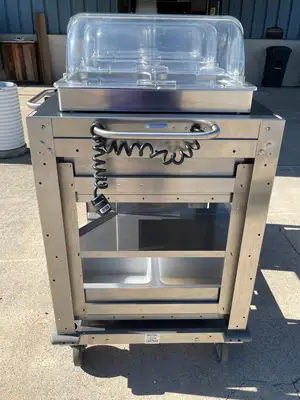 Used Cadco Used Cadco - CBCHC - Stainless Steel Mobile 2 Hot 1 Cold Buffet Serving Cart 120V Restaurant Equipment (Miscellaneous) Illinois US | Falcon Restaurant Supply #1375892