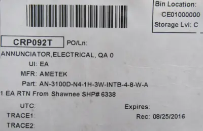 NEW AMETEK AN-3100D ANNUNCIATOR W/PRINTER AN-3100D-N4-1H-3W-TNTB-4-8-W-A DP8340