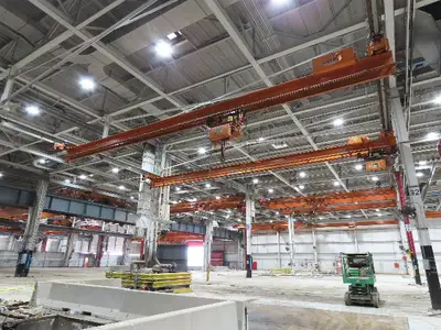 Cleveland Tramrail P&H 4 Ton Single Girder Underhung Bridge Crane 45' 10" Span