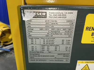 Used 2013 KAESER AS 25 Rotary Screw & Sliding Vane Air Compressors Ohio US | HGR 24 #1517962