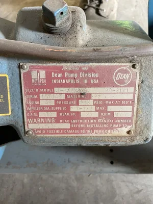 Dean PH-2111 Cast Iron Centrifugal Pump 1-1/2x3x8 70GPM -PARTS/REPAIR