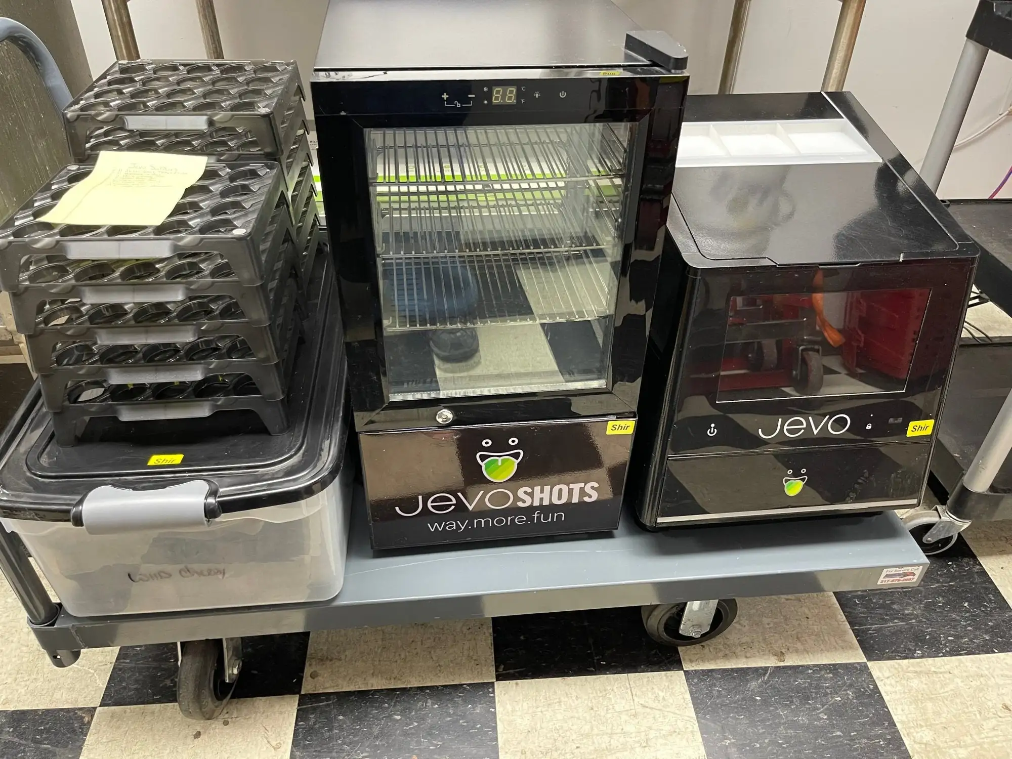 New | in-Stock JEVO Used JEVO Commercial Automatic Jello Shot Bar Machine, Cooler and Accessories -Shir Beverage Dispensers Illinois US | Falcon Restaurant Supply #1376425