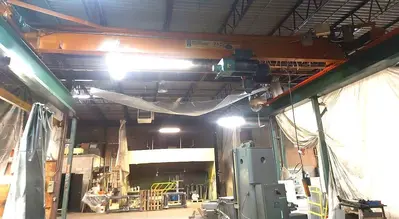 7.5 TON x 27'-4" MOVE HANDLING SYSTEMS SINGLE GIRDER BRIDGE CRANE W/ SHAW-BOX HOIST: STOCK #21010