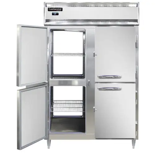 Continental D2RNSAPTHD 52" Two Section Pass Thru Refrigerator, (8) Left/right Hinge Solid Doors, Top Compressor, 115v