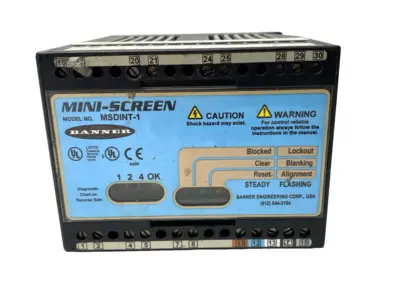 USED BANNER ENGINEERING MINI-SCREEN DIN CONTROL MODULE BLANKING 2-BEAM FLOATING 44469
