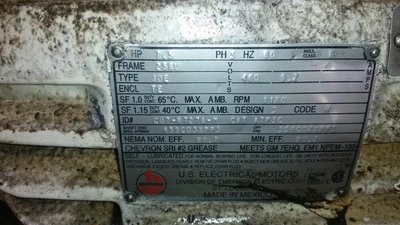 US Motors 7.5HP; 1180RPM; 460V; Frame: 256U C07-R727A-M