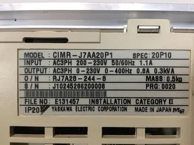 Used YASKAWA CIMR-J7AA20P1 Variable Speed Drives Michigan US | Ideal Machinery #1317042