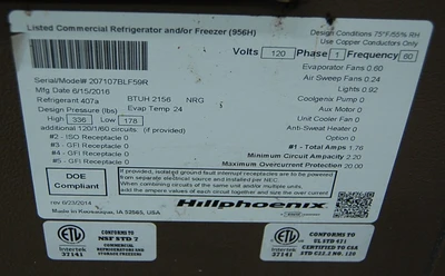 142-0529 Hill Phoenix BLF59R Remote 5’ Full Service Bakery Display Cooler