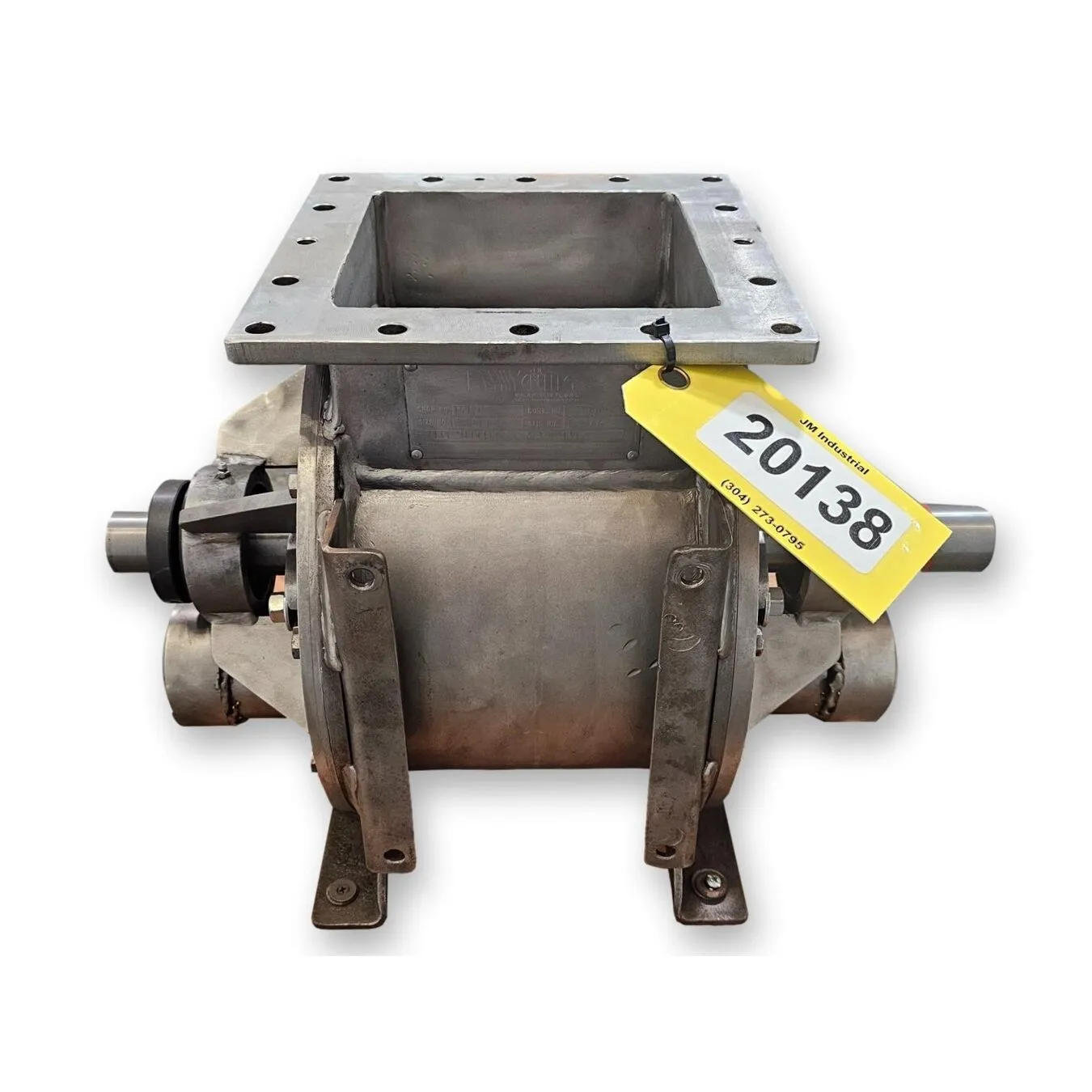Used 8" Sq. Young Industries Stainless Steel Rotary Valve Blow-through [No Drive