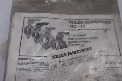 NELES-JAMESBURY 10514629D WAFER SPHERE VALVE 3" - 12" SERIES STOCK #3478-A