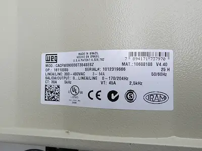 CFW09 Vectrue Inverter 380/480 VAC 3-54 A w/ Hoffman Enclosure Type 1213