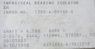 NEW INPRO/SEAL 1300-A-09180-0 BEARING ISOLATOR 1300A091800