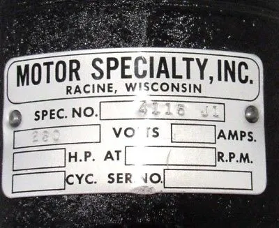 USED MOTOR SPECIALTY INC. 4115 J1 MOTOR 4115J1