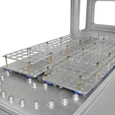 Multi-pallet customized workpiece template rotary work stocker