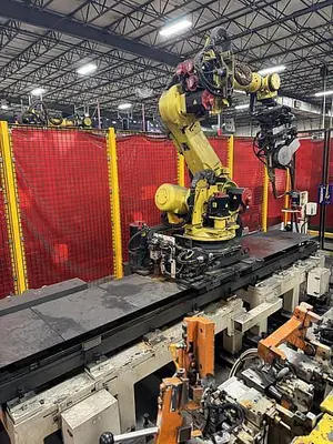 Used FANUC R-2000IB/165F WITH R30IB WITH 7TH AXIS SERVO SPOT WELD GUN AND 8TH AXIS 3 METER RTU Robotic Welding Cells | Harbor Machinery Inc. #1283383