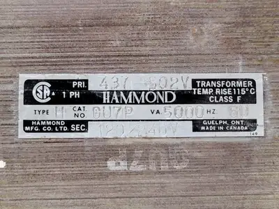 Used HAMMOND MANUFACTURING GU7P Transformers British Columbia CA | Lenmark #265714
