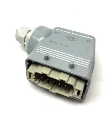 USED ILME CABLE HOOD M32 SIDE ENTRY TYPE C, 4-PEGS W/ 10-PIN MALE INSERT