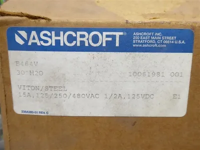 Ashcroft B464V Pressure Switch 30" H2O Range New NIB