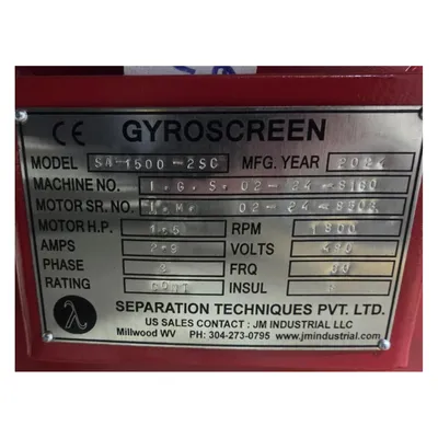 USED SEPARATION TECHNIQUES PVT LTD SA 1500 2SC