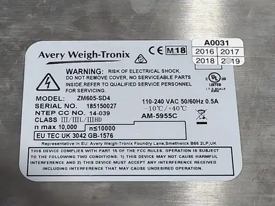 USED 2020 AVERY WEIGH-TRONIX ZM605-SD4