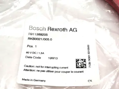USED BOSCH REXROTH SERCOS III BUS CABLE 4-PIN STRAIGHT RKB0021/005,0
