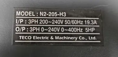 T-VERTER N2-205-H3 N2205H3 Inverter N2 220V 3.7kw Teco