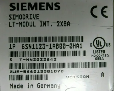 USED SIEMENS 6SN1123-1AB00-0HA1 SIMODRIVE LT-MODULE VER.A 6SN1118-1NH01-0AA1 H