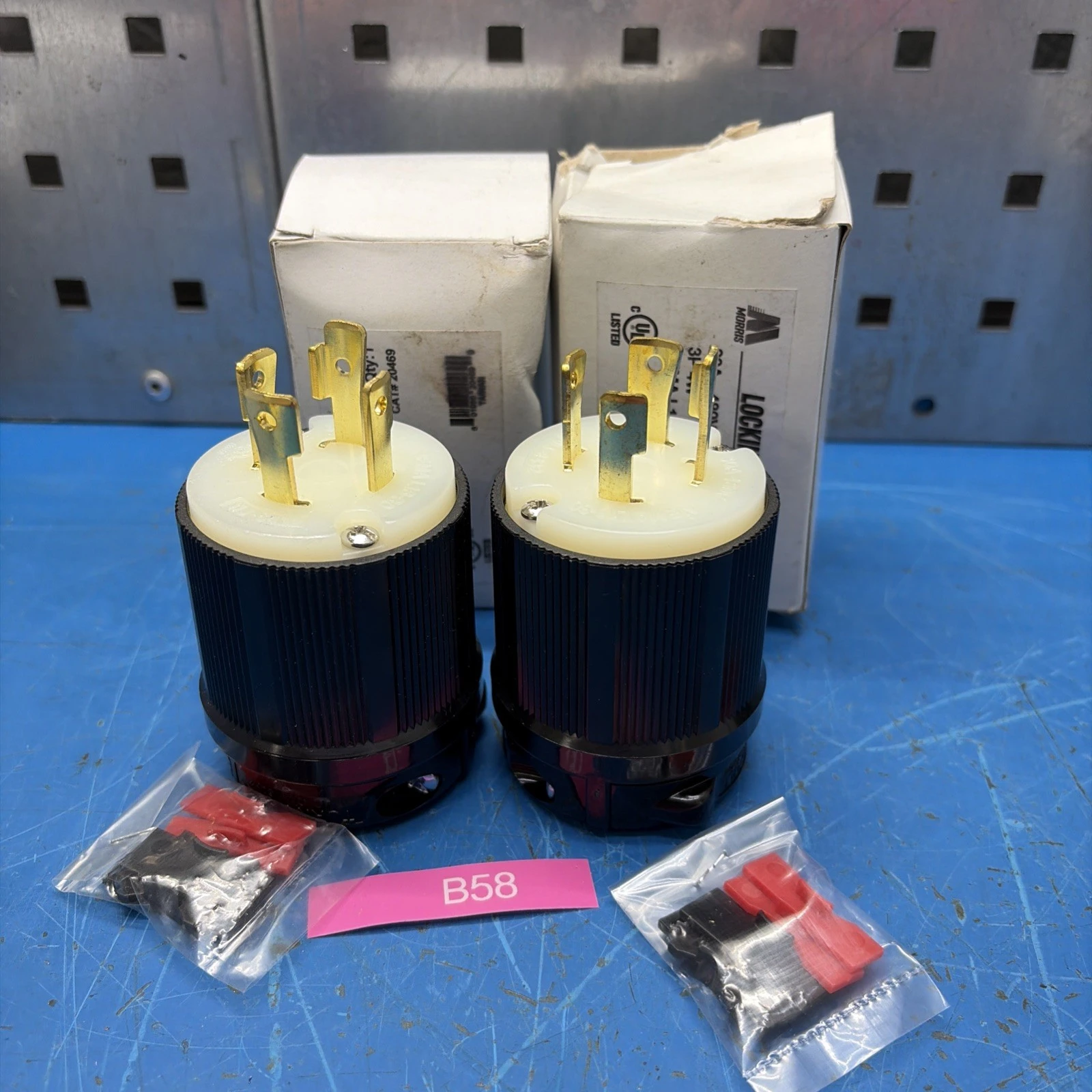 (2) Morris NEMA L16-30R30A, 480V 3P 4W Male Connectors Fast Shipping+ Warranty
