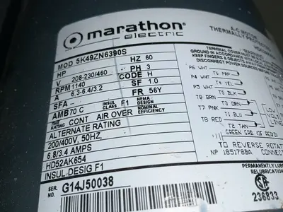 Used MARATHON ELECTRIC 5K49ZN6390S Motors (misc) Ohio US | HGR 24 #1556804