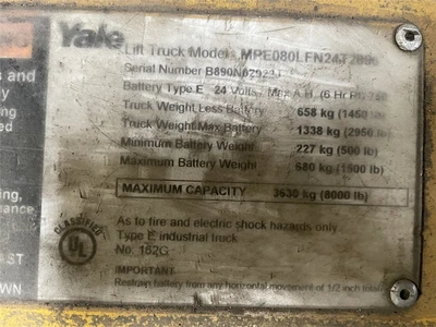 USED YALE MPE080IFN24T2890