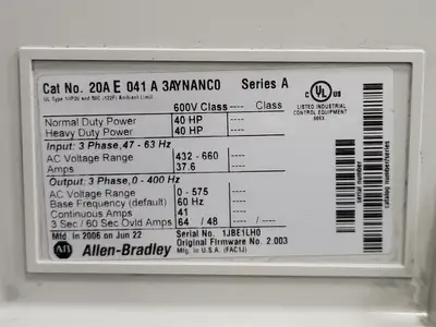 USED ALLEN-BRADLEY 20AE041A3AYNANC0